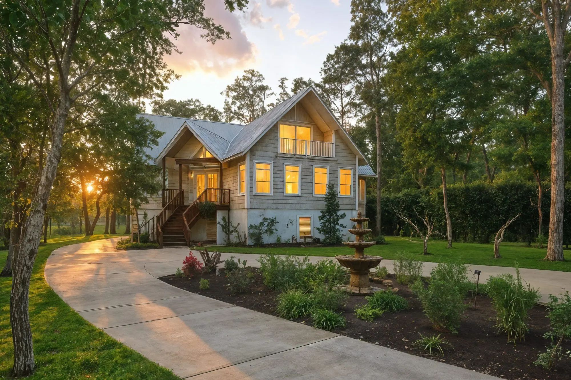 Brunswick, GA home exterior at twilight